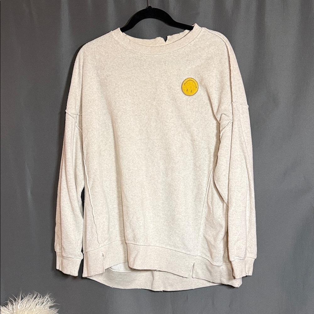 Aerie Cream Sweatshirt with Yellow Accent